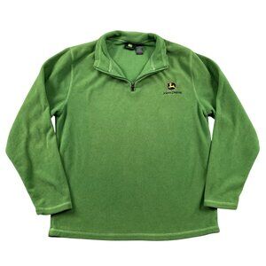 John Deere Green Fleece Mens Medium 1/4 Zip Outdoor Winter